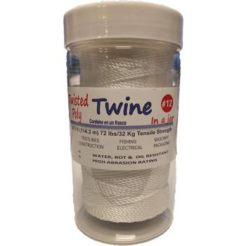 Fitec Twine In A Jar White Twisted Poly #12 375Ft 72Lb Tensile Strength