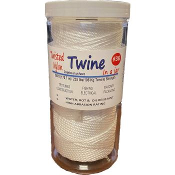 Fitec Twine In A Jar White Twisted Poly #36 580Ft 235Lb Tensile Strengt