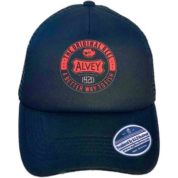 Alvey Reel Traditional Cap Black W/ Red Logo