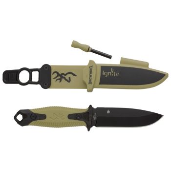 Browning Fixed Blade Knife Ignite Od Green W/Sheath